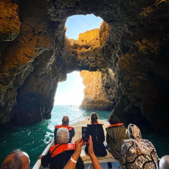 a group of people in the water