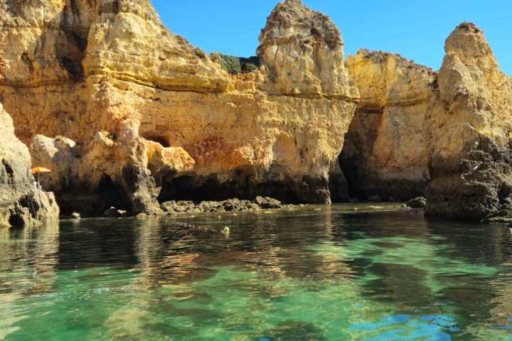 water next to the rock